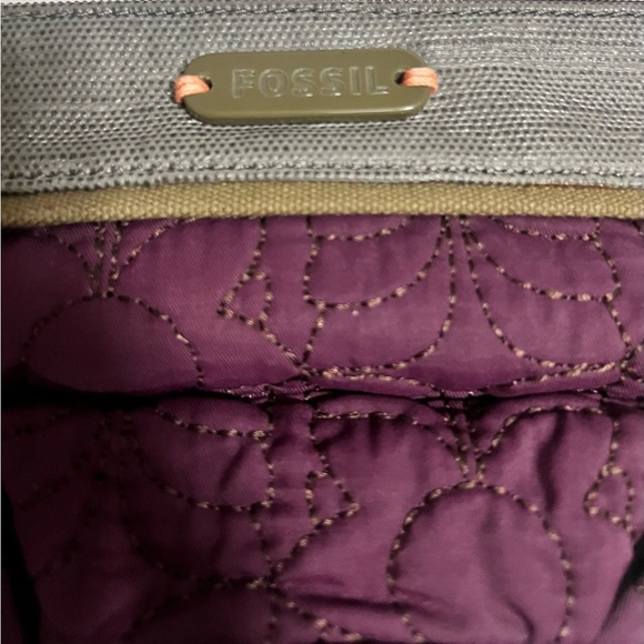 FOSSIL KEY-PER NYLON QUILTED MESSENGER BAG PURPLE WITH MATCHING POUCH - Picture 9 of 15